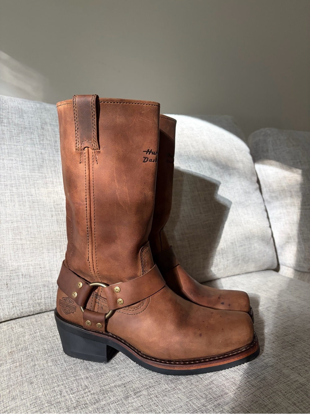 Harley-Davidson Brown Leather Harness Boots